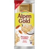 Шоколад Alpen Gold белый Миндаль и кокос 90 г
